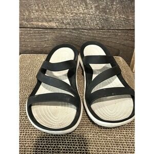 Crocs Women's‎ Swiftwater Sandals Navy Blue Black White Size 8 Comfort